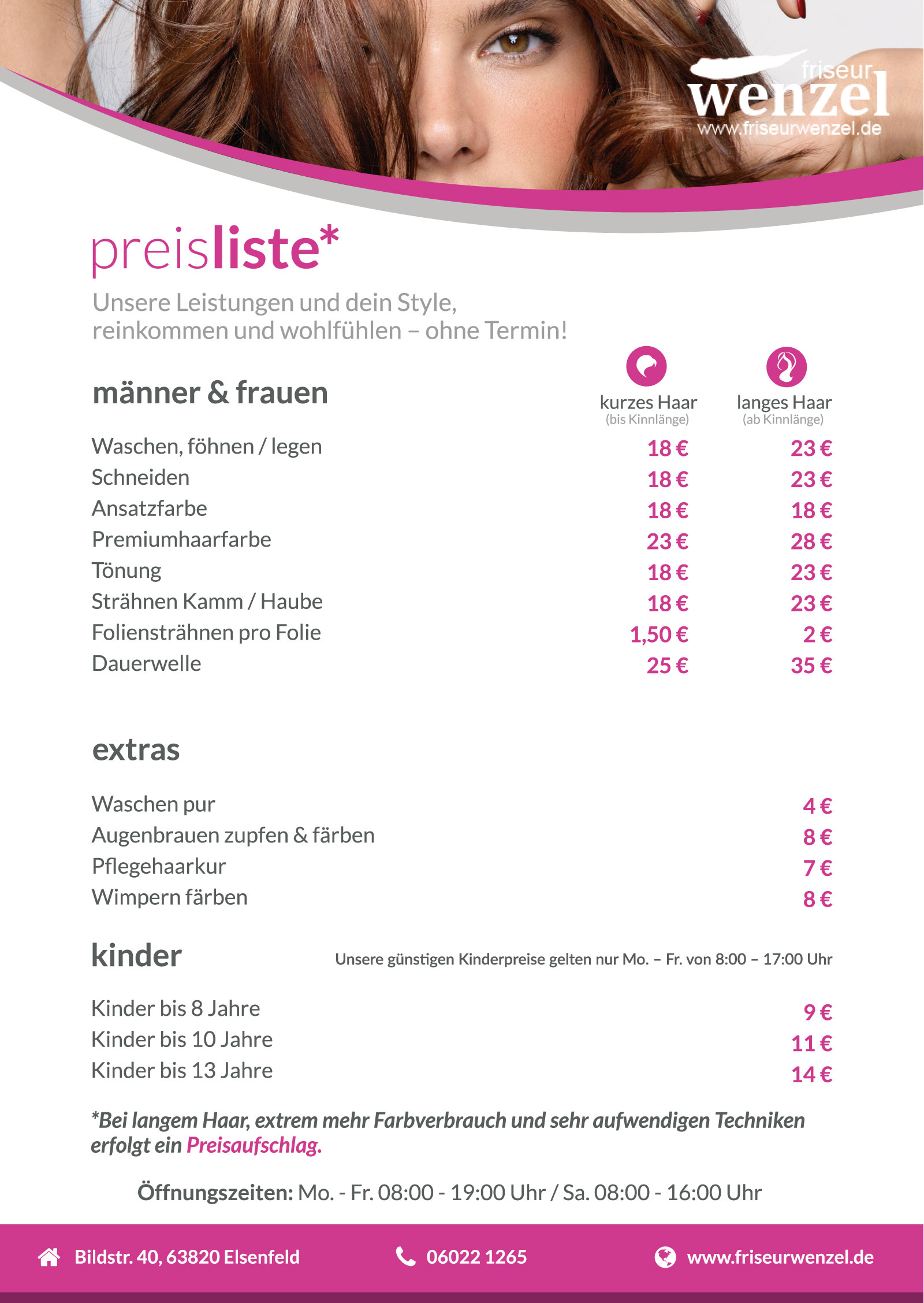 Preisliste Friseur Wenzel